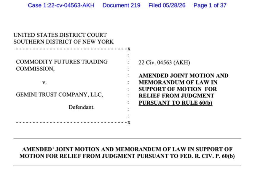 Screenshot of amended court motion